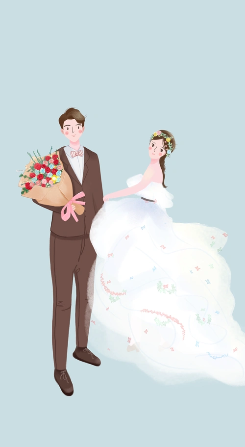 婚纱照转手绘 | 结婚照插画