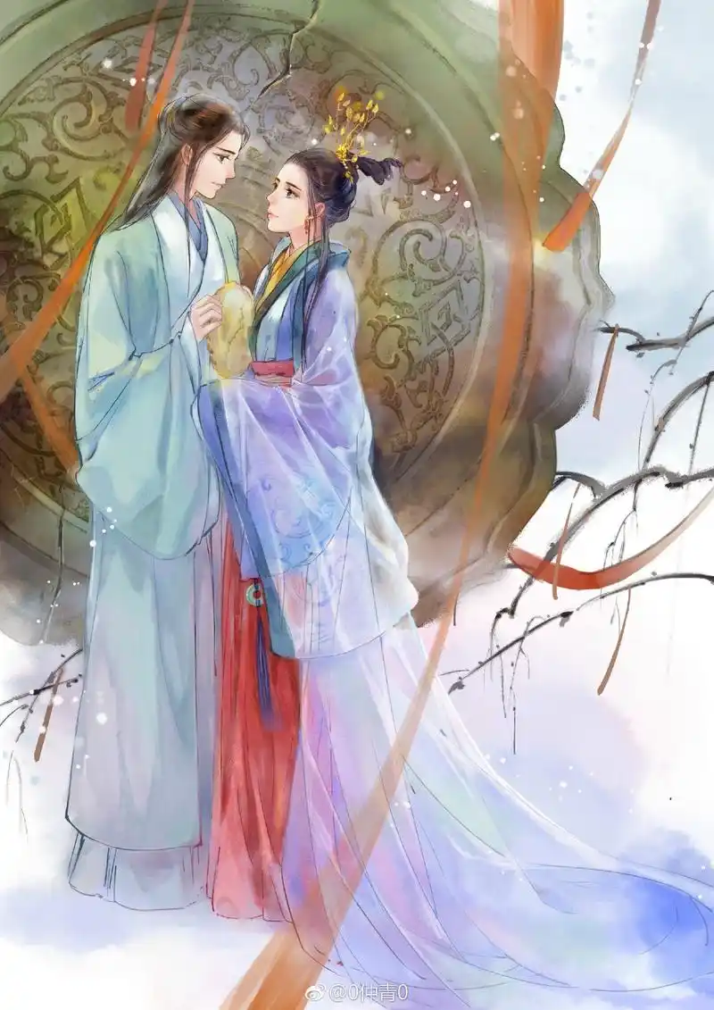 手绘古装情侣 插画师:0仲青0