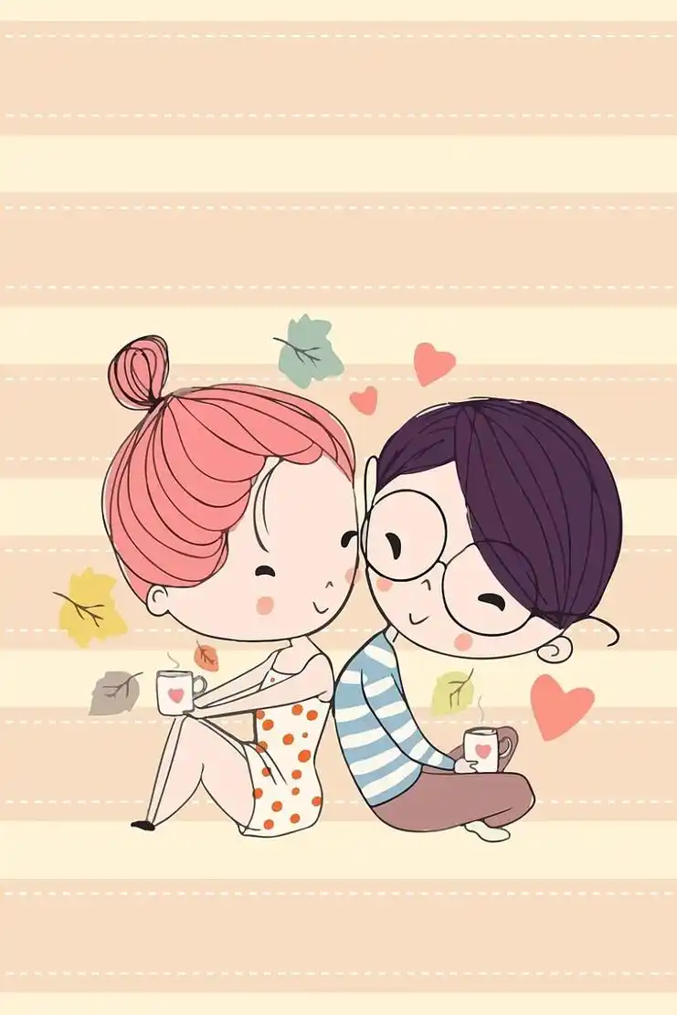 唯美清新手绘卡通情侣