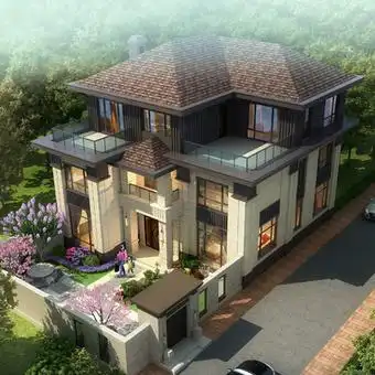 别墅外观鸟瞰3d模型
