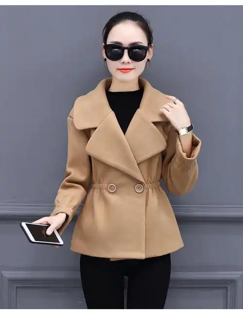 短款毛呢外套女2019秋冬新款娇小个子呢子大衣百搭宽松显瘦外套潮