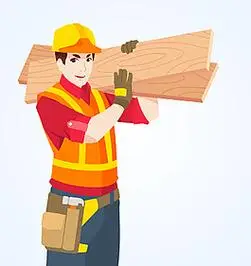 可爱卡通装修工人插画