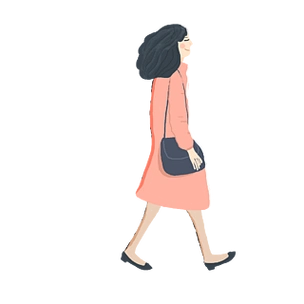 冬季卡通走路的时尚女性设计