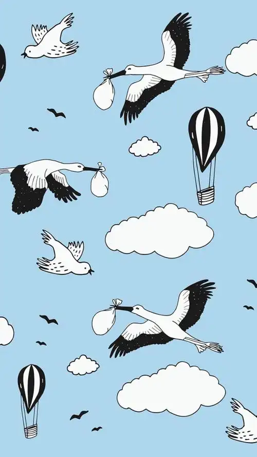 平铺 清新 简约 卡通 套图高清原图iphone无水印锁屏壁纸 " 长按图片