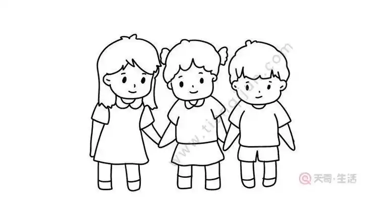 两个小人手牵手简笔画