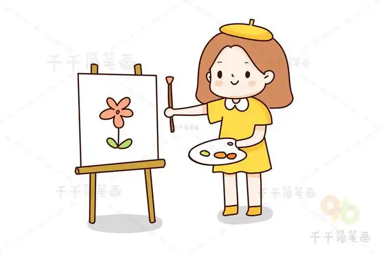 位置艺考-儿童画-儿童画画-简笔画-一组女孩简笔画图片萌萌的惹