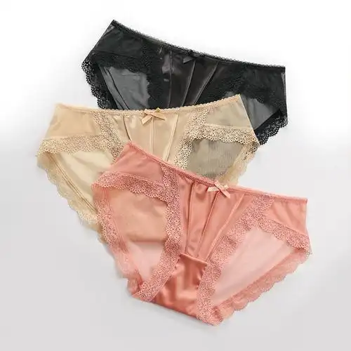 薄款女低腰性感火辣轻薄无痕网纱纯棉裆冰丝夏季三角裤蕾丝内裤