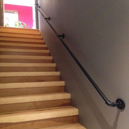 别墅复古楼梯扶手简易室内过道走廊烤漆护栏店面阁楼装饰转角扶手