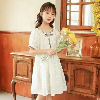 哈熙牛 裙子女童连衣裙夏季2022新款裙子童装女 10岁女孩衣服领结