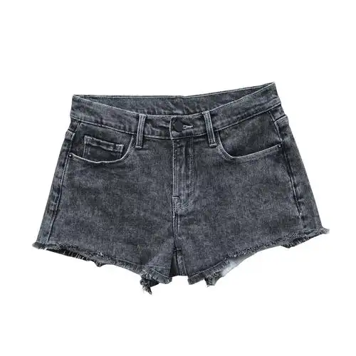 百搭显瘦颜色洋气!烟灰色毛边大长腿牛仔短裤