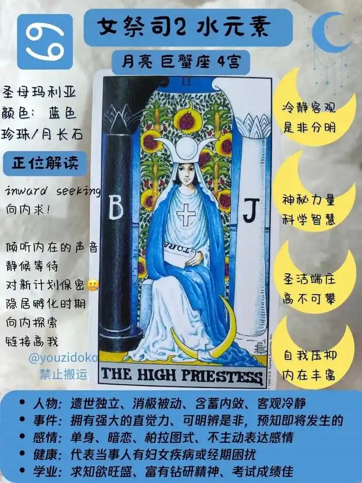 tarot女祭司2号正逆位解读|向内求.#塔罗牌 #干货分享 - 抖音