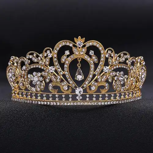 韩式简约镶水钻公主王冠镂空爱心皇冠 新娘礼服发饰配饰厂家直销