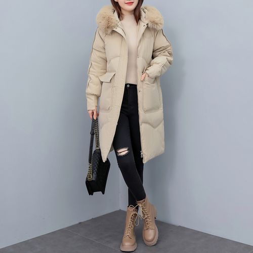 气质时尚棉服女2022冬季新款韩版宽松加厚中长款羽绒棉袄毛领外套