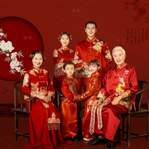 2021春秋全家福摄影服装婚纱拍照写真上海展会6人亲子装一家六口