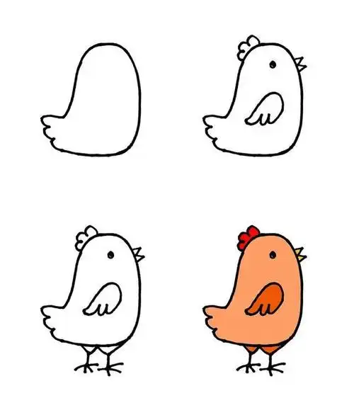 零基础入门小鸡简笔画素材大全家长陪孩子一起画