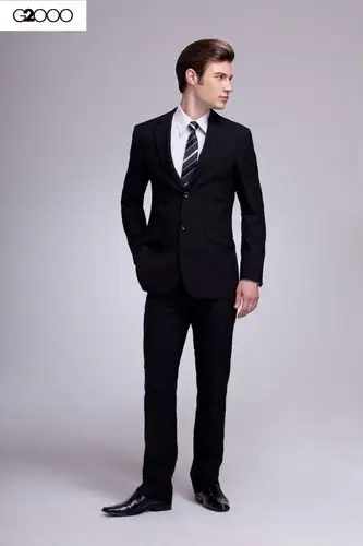 g2000批发 工装西装外套 商务修身纯黑竖纹双扣西服 一件代理