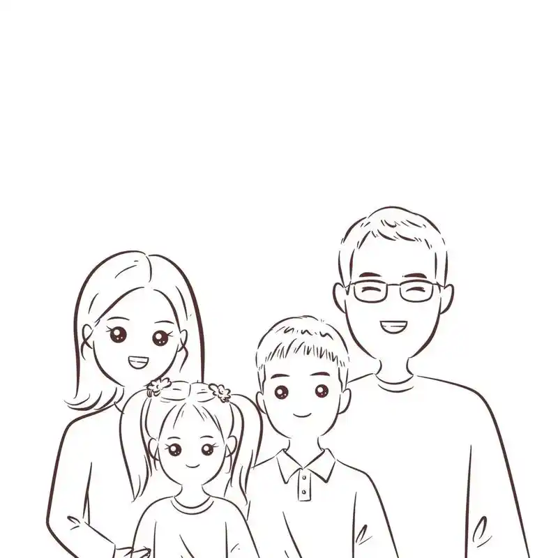 四口之家卡通头像 #手绘卡通头像 成品看着还不错