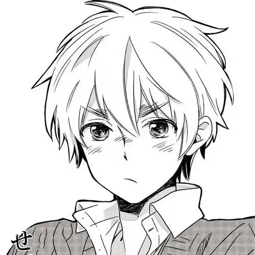 动漫头像|黑白线条动漫男生头像