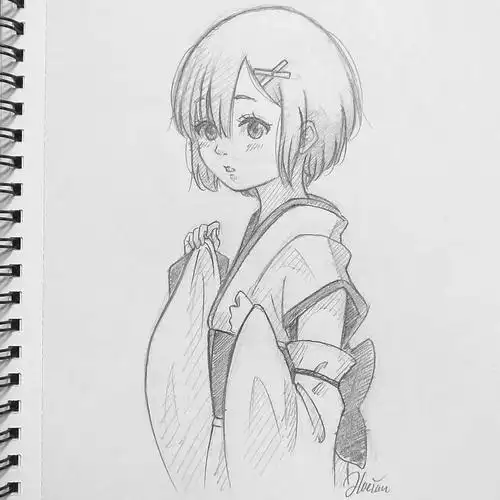 铅笔画动漫效果却不简单爱了爱了