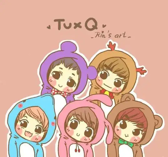 求东方神起动漫图,我想印在体桖上,最好是五人一排的那种,不要太大的