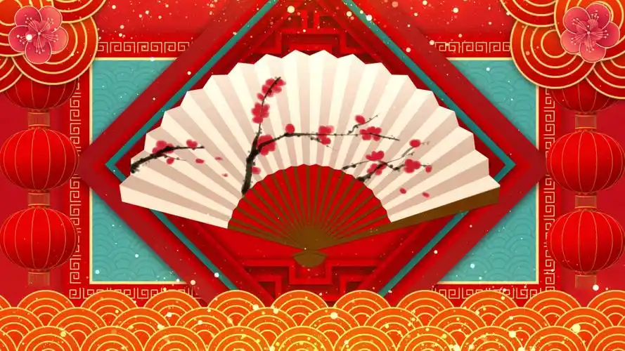 4k国潮风喜庆背景节日春晚年会led背景