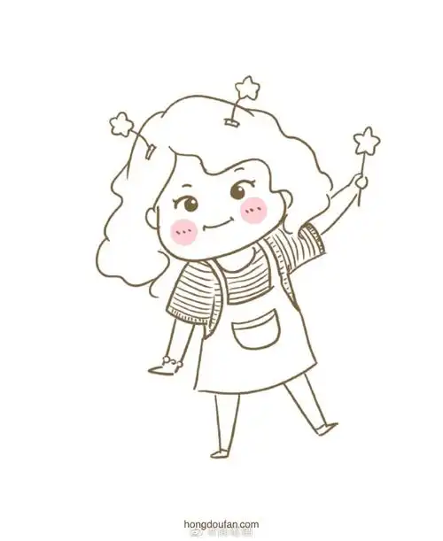 8张可爱的小女生手绘简笔画头像-红豆饭小学生简笔画大全