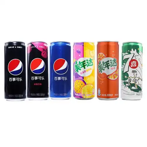 百事可乐百香果菠萝味美美年达无糖树莓330ml6罐碳酸碳酸饮料