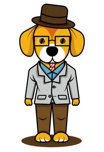 穿西装戴礼帽戴眼镜的黄狗