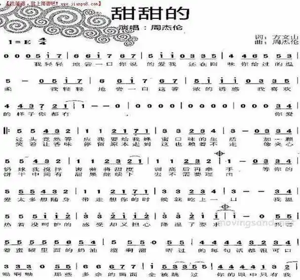 《甜甜的》简谱   转自百度 #周杰伦甜甜的#古筝流行曲谱 #弘扬国乐