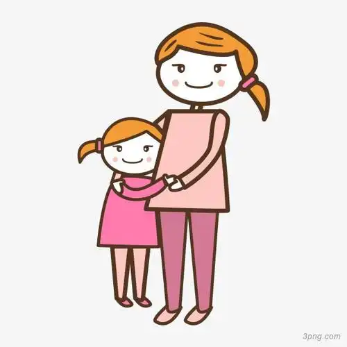 母子手绘清新头像png素材透明免抠图片-动植人物