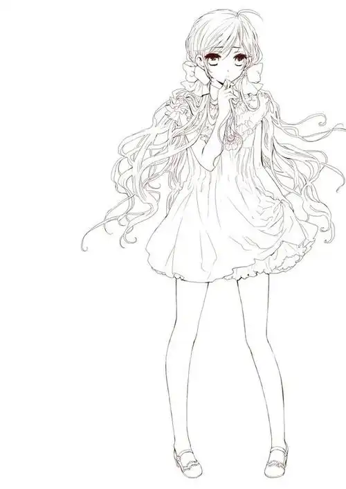 线稿漫画卡通人物绘画平面灵感素材二次元白底大图