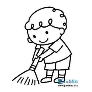 儿童做洗碗简笔画卡通