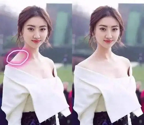 都是景甜,可是脖子线条不一样,感觉也不一样.这张图片出自网络,侵删.