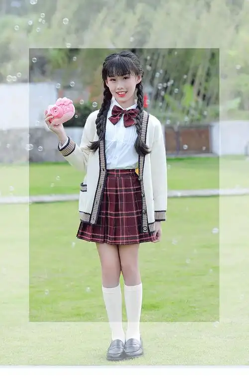 exemaba儿童jk制服裙正版秋冬女小学生校服女童毛衣外套新年套装全套