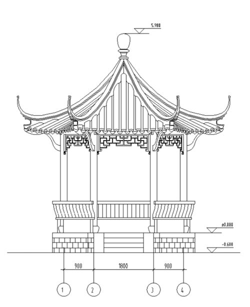 中国古建八角亭施工图