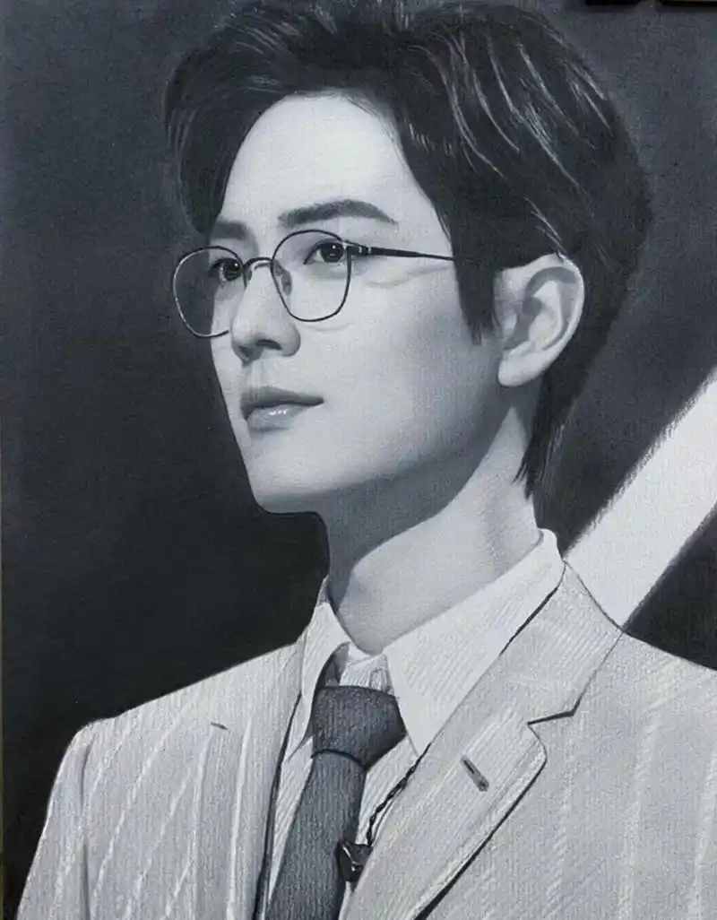 素描写实手绘肖像画步骤图——肖战,如果没有步骤图是不是跟照片一样