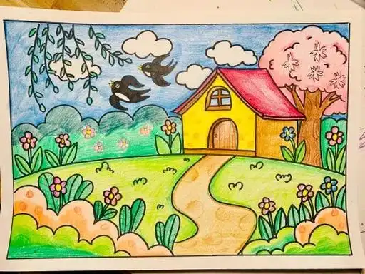 春天绘画,手抄报