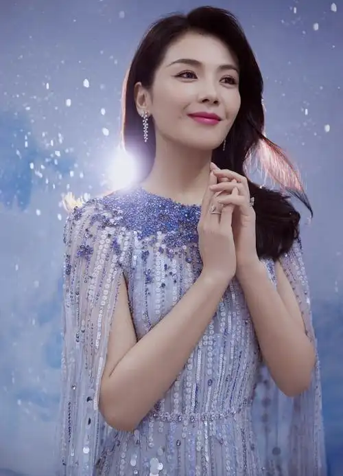 刘涛有一种古典美穿经典拼色鎏金裙造型华丽而精致不失端庄