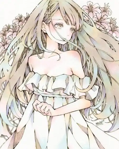 日本插画师toaruocha纯手绘人物插画欣赏线条流畅上色效果唯美