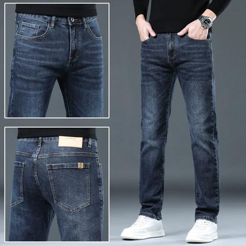 国产高端蓝色牛仔裤男秋季新款国货潮牌修身直筒裤男士休闲长裤子
