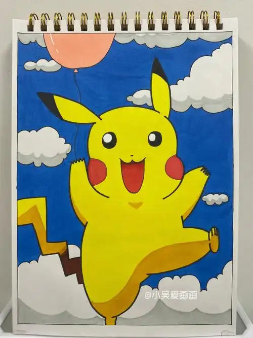 马克笔手绘皮卡丘含步骤线稿