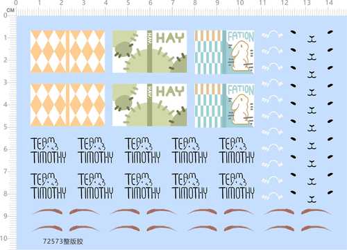 72573整版胶 team tiothy 卡通 眉毛 模型水贴