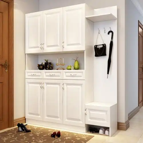 鞋柜坐凳一体入户门口挂衣衣架大容量家用白色鞋柜