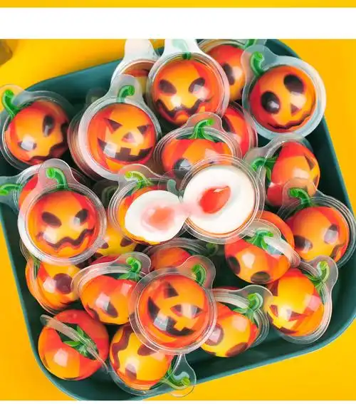 南瓜头表情包爆浆流心软糖万圣节糖果创意可爱礼物幼儿园礼物零食