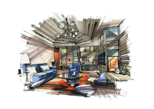 室内马克笔手绘|空间|室内设计|尚贤 - 原创作品 - 站酷 (zcool)