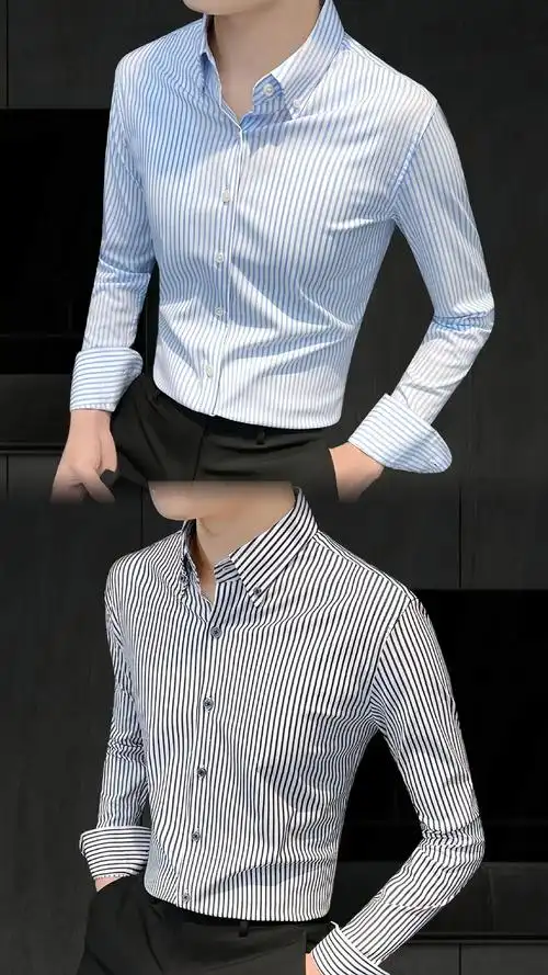 wow男人穿上简直不要太帅了,竖条纹衬衫~#品质男装 #爆款 - 抖音