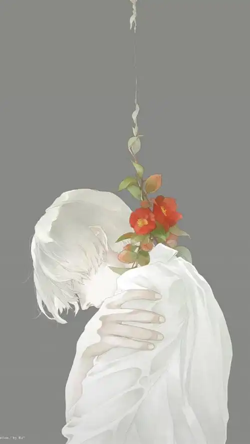 白衣少年文艺风意境插画,高清图片,手机锁屏桌面-壁纸族