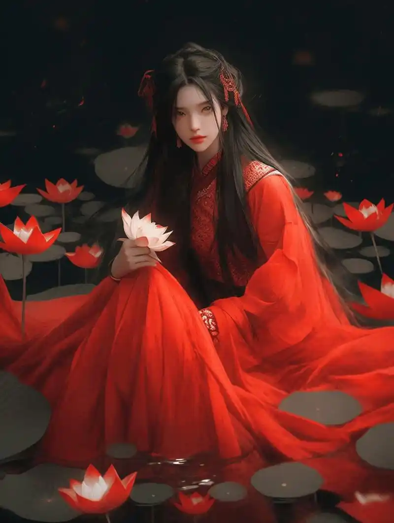 古风美女:一带红裙随风散,世间绝色尽妩媚.#头像# #微信头像