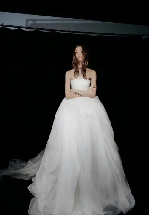 不过极简风的婚纱并不是指在设计上毫无亮点,反而设计上会更加的高级