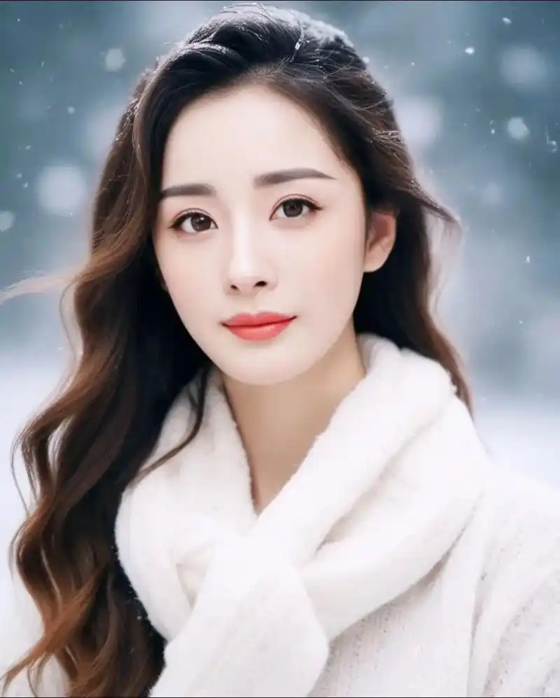 杨幂雪中漫步,白毛衣搭配,清新脱俗,美得像不食人间烟火.